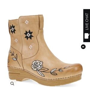 Dansko Tan Floral Ankle Boots